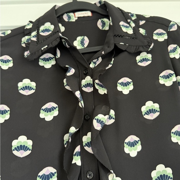 Rebecca Taylor Black Floral Blouse - Picture 7 of 9